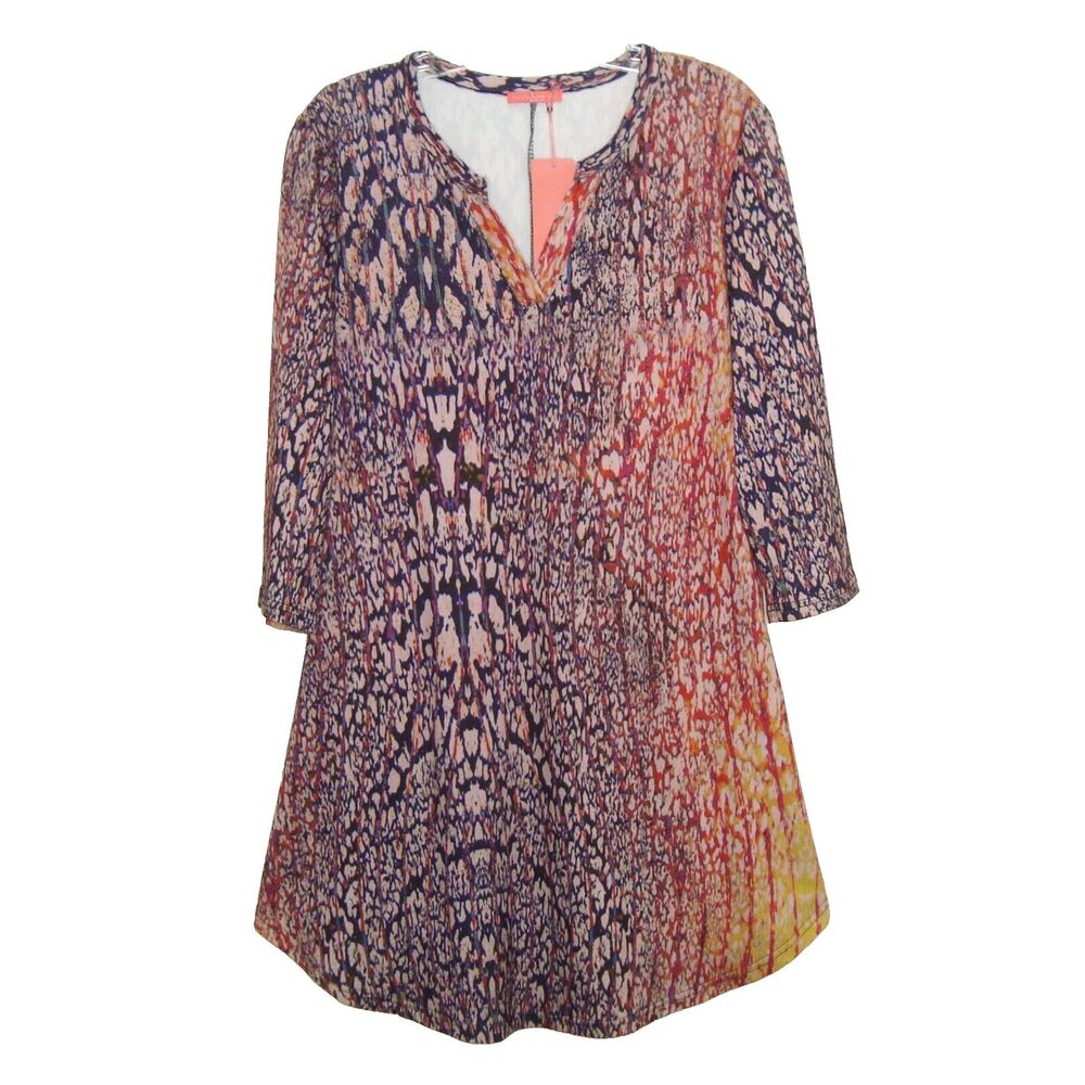 NEW Simply Aster by Firmiana Shift Dress Artsy Stretch 3/4 Sleeve Womens Size XL